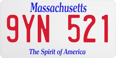 MA license plate 9YN521