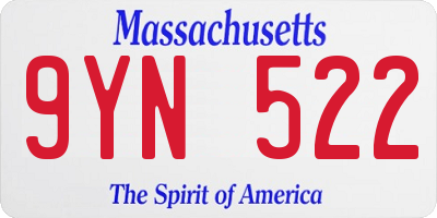 MA license plate 9YN522