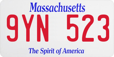 MA license plate 9YN523