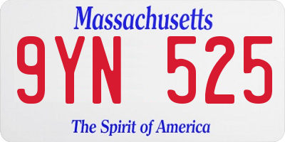 MA license plate 9YN525