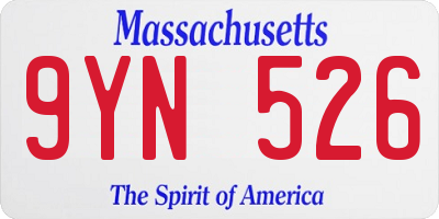 MA license plate 9YN526
