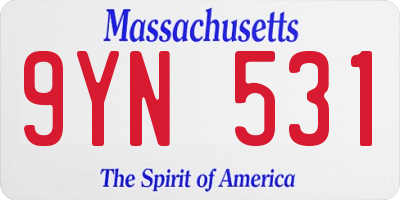MA license plate 9YN531