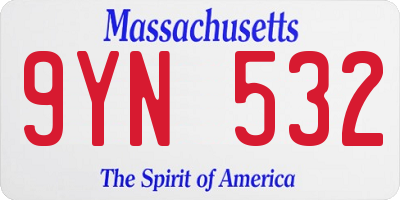 MA license plate 9YN532