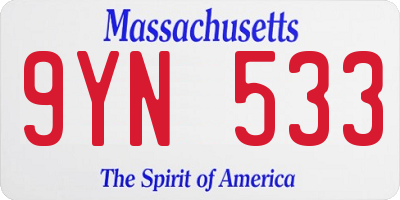 MA license plate 9YN533