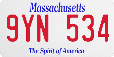 MA license plate 9YN534