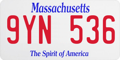 MA license plate 9YN536