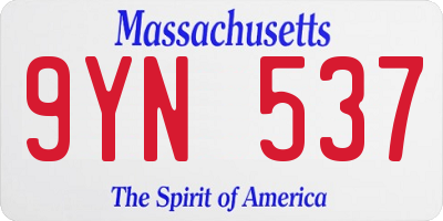 MA license plate 9YN537
