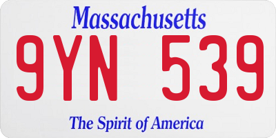MA license plate 9YN539
