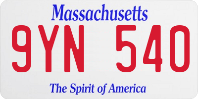 MA license plate 9YN540