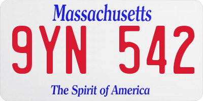 MA license plate 9YN542