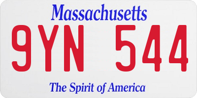 MA license plate 9YN544