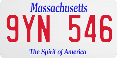 MA license plate 9YN546