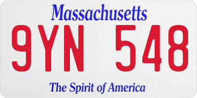 MA license plate 9YN548