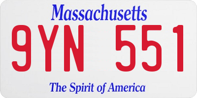 MA license plate 9YN551