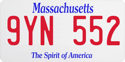 MA license plate 9YN552