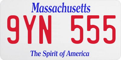 MA license plate 9YN555