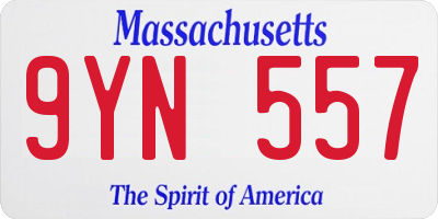 MA license plate 9YN557