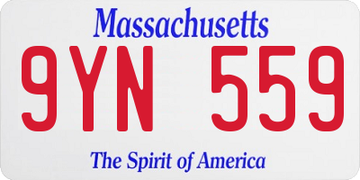 MA license plate 9YN559