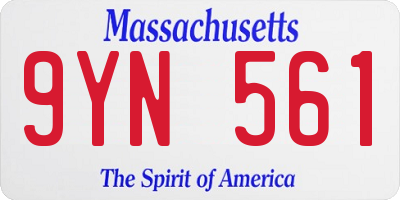 MA license plate 9YN561