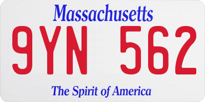 MA license plate 9YN562