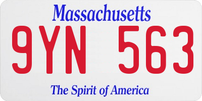 MA license plate 9YN563