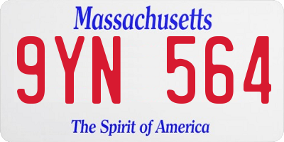 MA license plate 9YN564