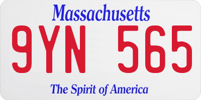 MA license plate 9YN565