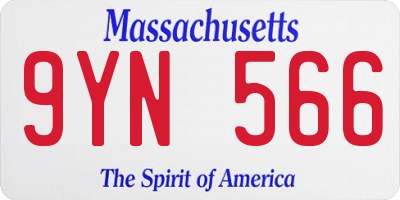 MA license plate 9YN566