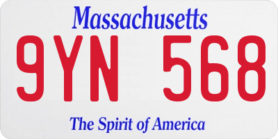 MA license plate 9YN568