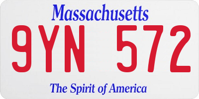 MA license plate 9YN572