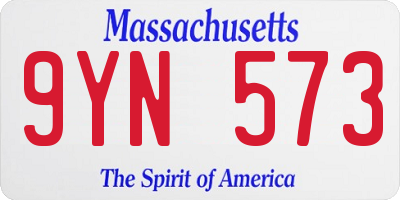 MA license plate 9YN573