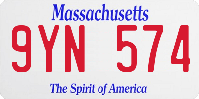 MA license plate 9YN574