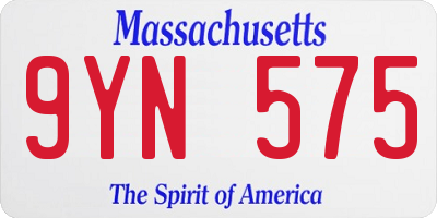 MA license plate 9YN575