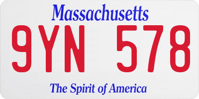 MA license plate 9YN578