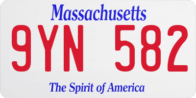 MA license plate 9YN582