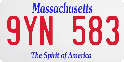 MA license plate 9YN583