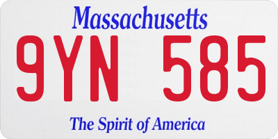 MA license plate 9YN585