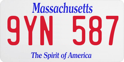 MA license plate 9YN587