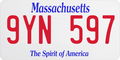 MA license plate 9YN597
