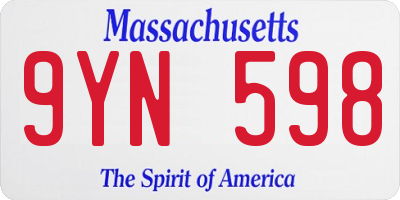 MA license plate 9YN598