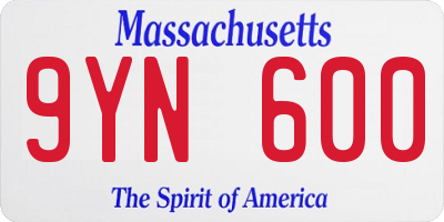 MA license plate 9YN600