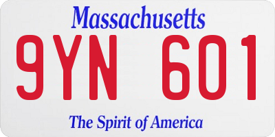 MA license plate 9YN601