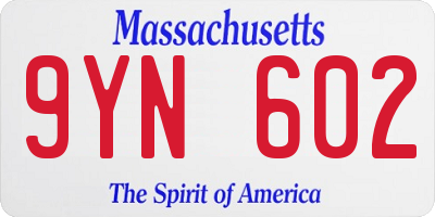 MA license plate 9YN602