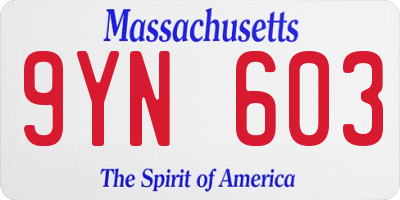 MA license plate 9YN603