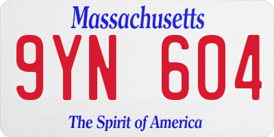MA license plate 9YN604