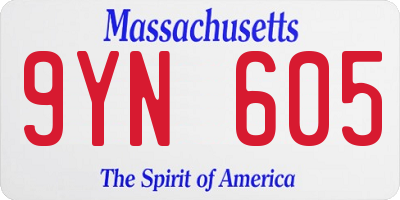 MA license plate 9YN605