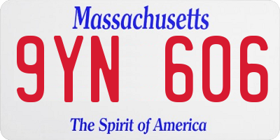 MA license plate 9YN606