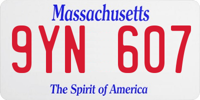 MA license plate 9YN607