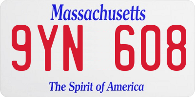 MA license plate 9YN608