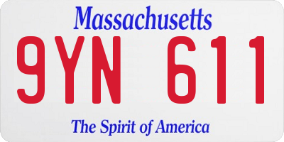 MA license plate 9YN611